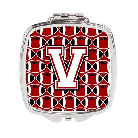 Letter V Football Cardinal & White Compact Mirror