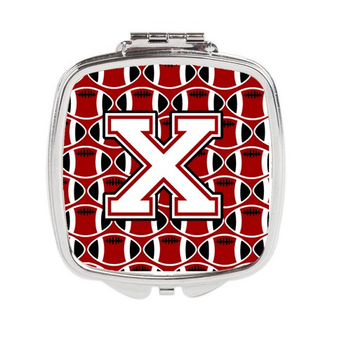 Letter X Football Cardinal & White Compact Mirror