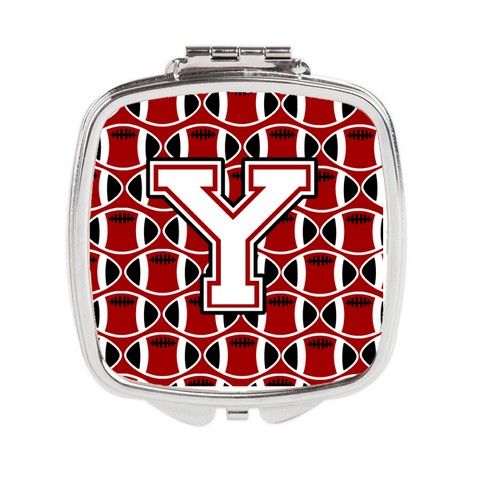 CJ1082-YSCM Letter Y Football Cardinal & White Compact Mirror