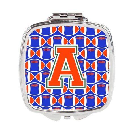 Letter A Football Green - Blue & Orange Compact Mirror