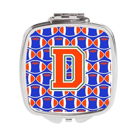 Letter D Football Green - Blue & Orange Compact Mirror
