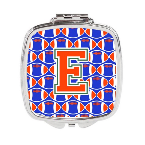 Letter E Football Green - Blue & Orange Compact Mirror
