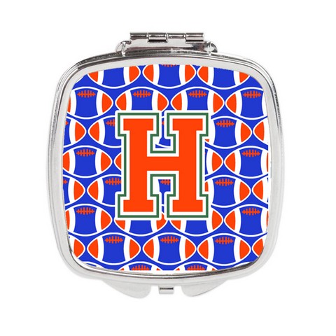Letter H Football Green - Blue & Orange Compact Mirror