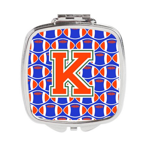 Letter K Football Green - Blue & Orange Compact Mirror