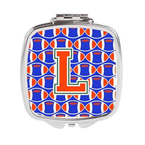 Letter L Football Green - Blue & Orange Compact Mirror