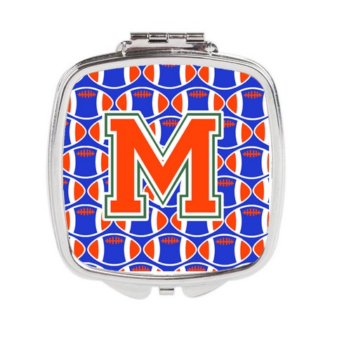 Letter M Football Green - Blue & Orange Compact Mirror