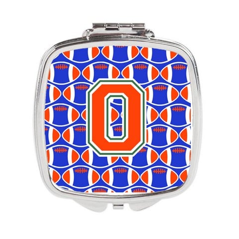 Letter O Football Green - Blue & Orange Compact Mirror