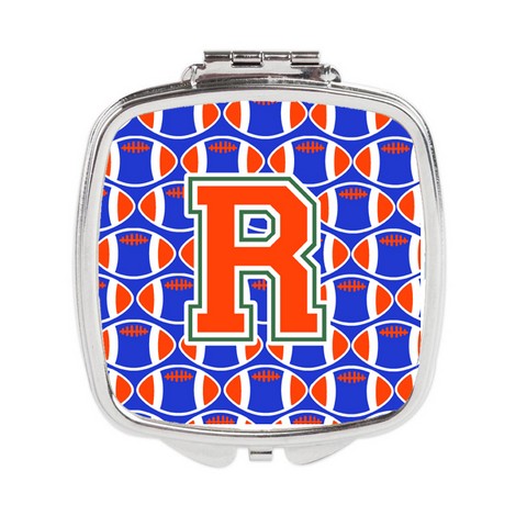 Letter R Football Green - Blue & Orange Compact Mirror