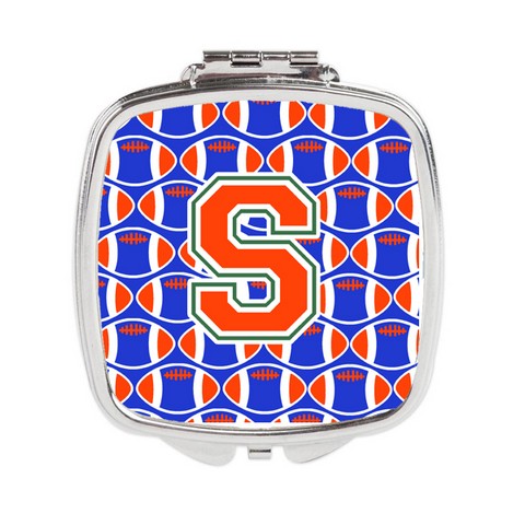 Letter S Football Green - Blue & Orange Compact Mirror