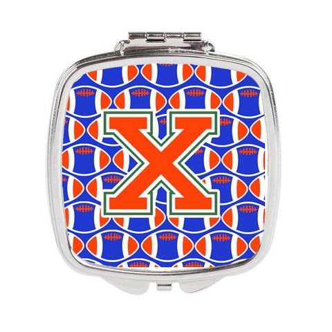 Letter X Football Green - Blue & Orange Compact Mirror