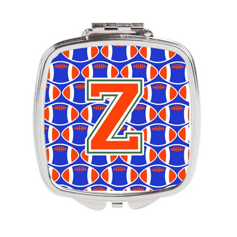 Letter Z Football Green - Blue & Orange Compact Mirror