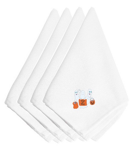 Picture of Carolines Treasures EMAI0006NPKE Halloween Trick or Treat Three Ghosts Embroidered Napkins, Set of 4