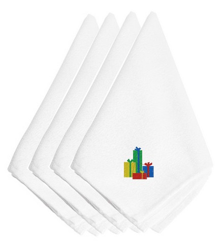 Picture of Carolines Treasures EMBT2066NPKE Christmas Presents Embroidered Napkins, Set of 4