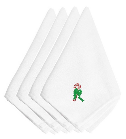 Picture of Carolines Treasures EMBT2068NPKE Christmas Candy Cane Embroidered Napkins, Set of 4