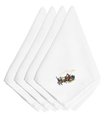 Picture of Carolines Treasures EMBT2078NPKE Christmas Santa Claus & Seigh Embroidered Napkins, Set of 4