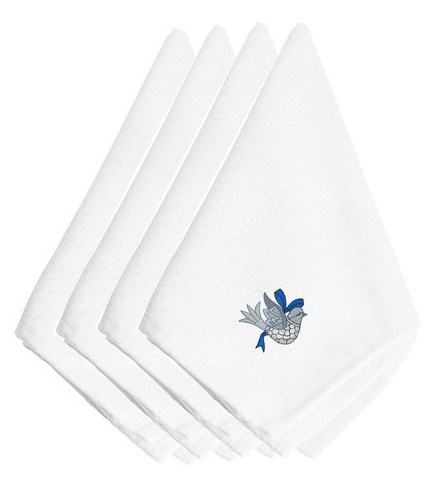 Picture of Carolines Treasures EMBT2105NPKE Christmas Blue & Silver Dove Embroidered Napkins, Set of 4