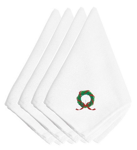 Picture of Carolines Treasures EMBT2109NPKE Christmas Wreath Embroidered Napkins, Set of 4