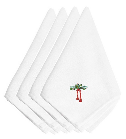 Picture of Carolines Treasures EMBT2408NPKE Christmas Holly Drape Embroidered Napkins, Set of 4