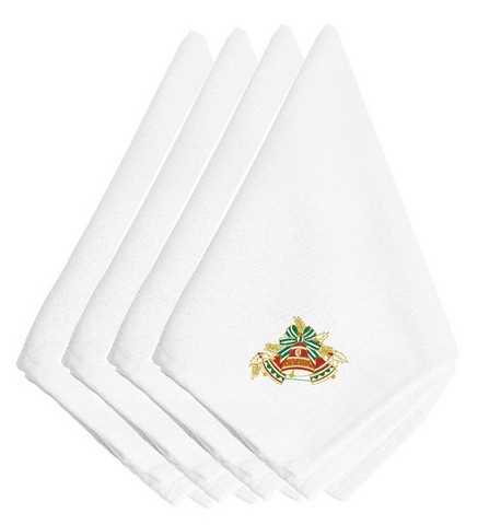 Picture of Carolines Treasures EMBT2409NPKE Christmas Bells Red, Green & Gold Embroidered Napkins, Set of 4