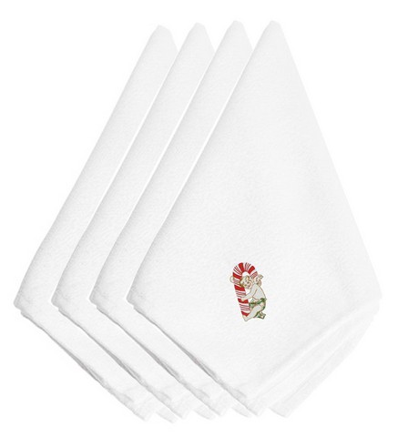 Picture of Carolines Treasures EMBT2415NPKE Christmas Candy Cane Cherub Embroidered Napkins, Set of 4