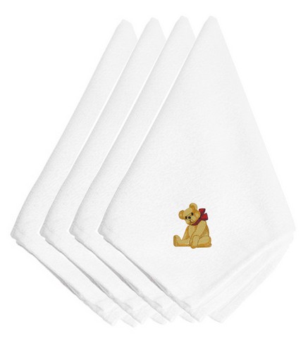 Picture of Carolines Treasures EMBT2421NPKE Christmas Teddy Bear Embroidered Napkins, Set of 4