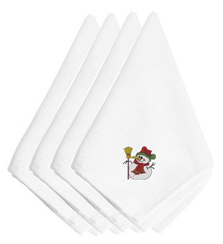 Picture of Carolines Treasures EMBT2423NPKE Christmas Snowman Embroidered Napkins, 20 x 0.1 x 20 in. - Set of 4