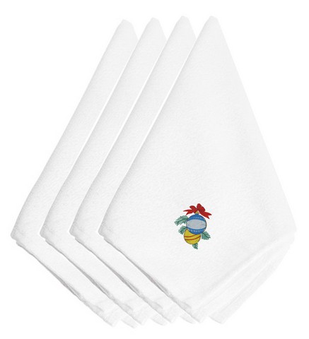 Picture of Carolines Treasures EMBT2424NPKE Christmas Ball Ornaments Embroidered Napkins, Set of 4