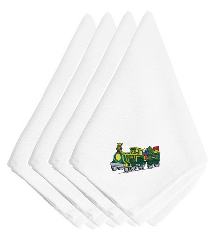 Picture of Carolines Treasures EMBT2428NPKE Christmas Train with Presents Embroidered Napkins, Set of 4