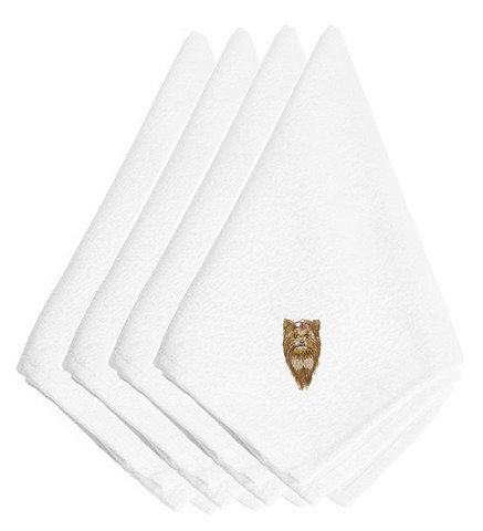 Picture of Carolines Treasures EMBT2512NPKE Yorkie Embroidered Napkins, Set of 4