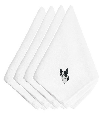 Picture of Carolines Treasures EMBT2638NPKE Boston Terrier Embroidered Napkins, Set of 4
