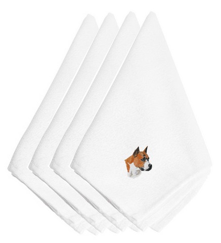 Picture of Carolines Treasures EMBT2642NPKE Stafforshire Bull Terrier Embroidered Napkins, Set of 4