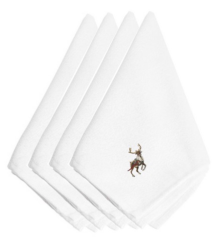 Picture of Carolines Treasures EMBT2970NPKE Christmas Reindeer Embroidered Napkins, Set of 4