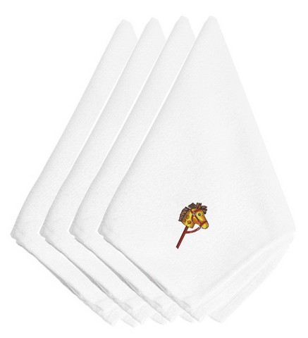 Picture of Carolines Treasures EMBT2971NPKE Christmas Hobby Horse Embroidered Napkins, Set of 4