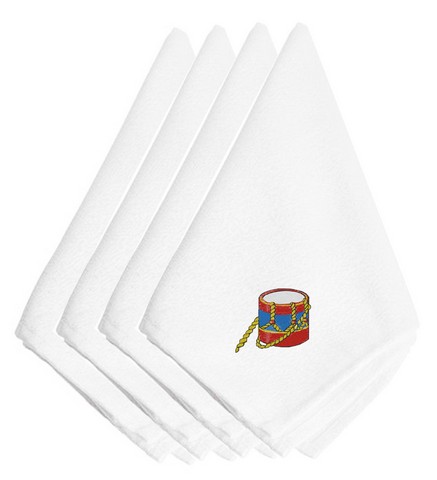 Picture of Carolines Treasures EMBT2972NPKE Christmas Drum Embroidered Napkins, Set of 4