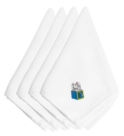 Picture of Carolines Treasures EMBT2976NPKE Christmas Toy Rabbit N a Box Embroidered Napkins, Set of 4