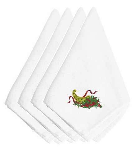 Picture of Carolines Treasures EMBT2977NPKE Christmas Bounty Embroidered Napkins, Set of 4