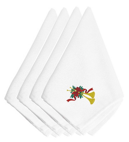 Picture of Carolines Treasures EMBT2980NPKE Christmas Horn Embroidered Napkins, Set of 4