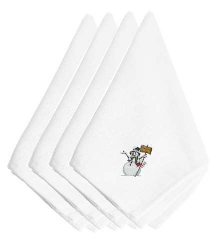Picture of Carolines Treasures EMBT2983NPKE Christmas Seasons Greetings Snowman Embroidered Napkins, Set of 4