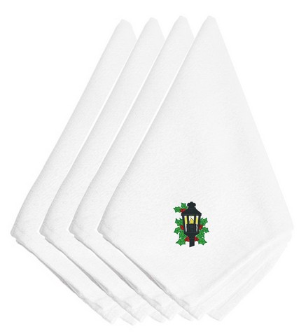 Picture of Carolines Treasures EMBT2987NPKE Christmas Lantern Embroidered Napkins, Set of 4