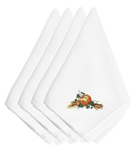 Picture of Carolines Treasures EMBT3007NPKE Thanksgiving Harvest Bounty Embroidered Napkins, Set of 4