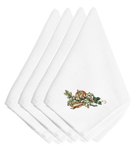 Picture of Carolines Treasures EMBT3008NPKE Thanksgiving Oak Bounty Embroidered Napkins, Set of 4