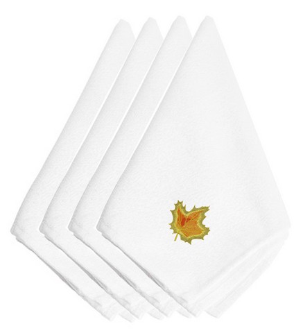 Picture of Carolines Treasures EMBT3445NPKE Fall Single Maple Leaf Embroidered Napkins, Set of 4