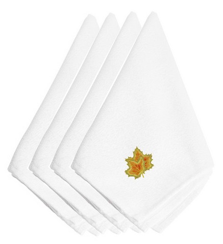 Picture of Carolines Treasures EMBT3446NPKE Fall Maple Leaves Embroidered Napkins, Set of 4