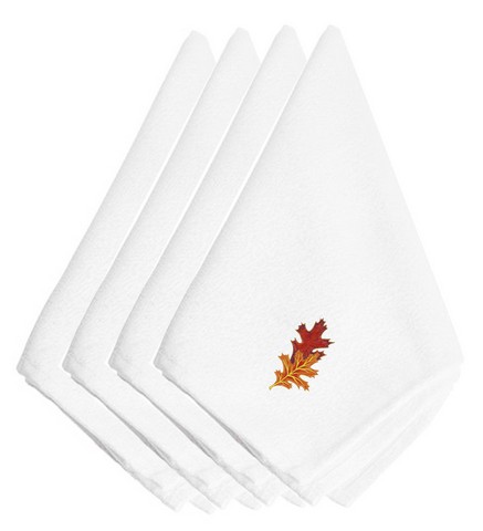 Picture of Carolines Treasures EMBT3447NPKE Fall Autumn Leaves Embroidered Napkins, Set of 4