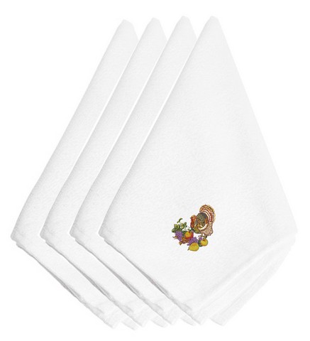 Picture of Carolines Treasures EMBT3501NPKE Thanksgiving Turkey & Fruit Embroidered Napkins, Set of 4