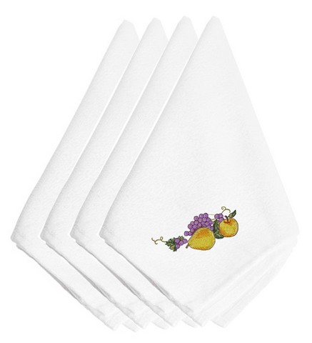 Picture of Carolines Treasures EMBT3510NPKE Thanksgiving Fruit Embroidered Napkins, Set of 4