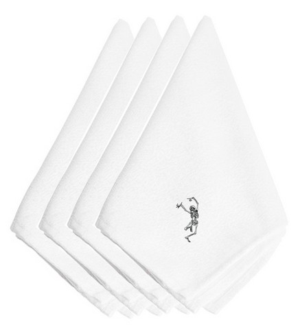 Picture of Carolines Treasures EMBT3812NPKE Halloween Skeleton Embroidered Napkins, Set of 4