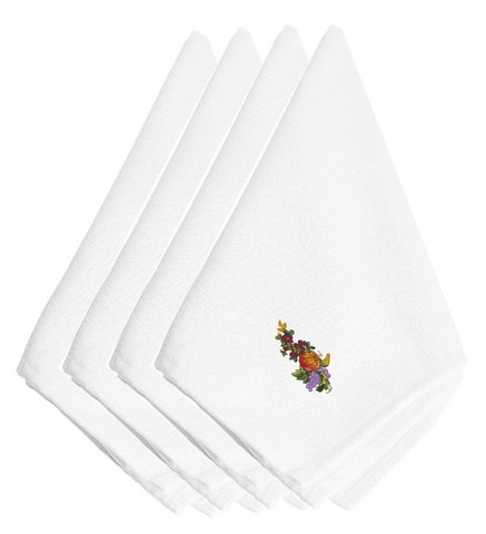 Picture of Carolines Treasures EMBT3813NPKE Thanksgiving Spray Embroidered Napkins, 20 x 0.1 x 20 in. - Set of 4