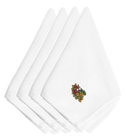 Picture of Carolines Treasures EMBT3817NPKE Fall Raspberries & Acorns Embroidered Napkins, Set of 4