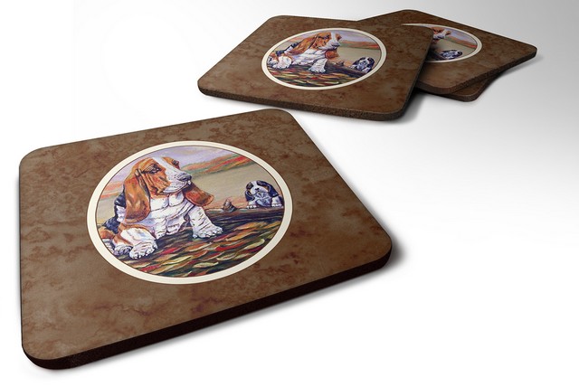 Picture of Carolines Treasures 7004FC Basset Hound Foam Coaster, 3.5 x 0.25 x 3.5 in. - Set of 4